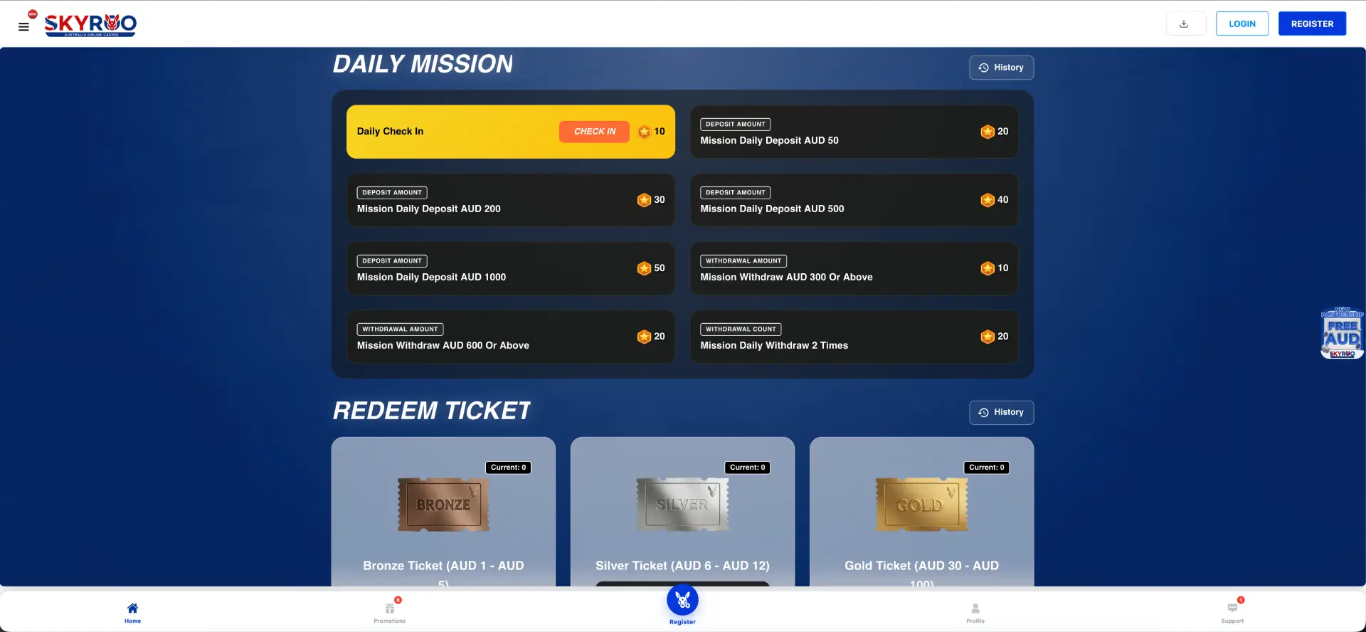 Skyroo Casino AUD payment options